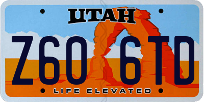 UT license plate Z606TD