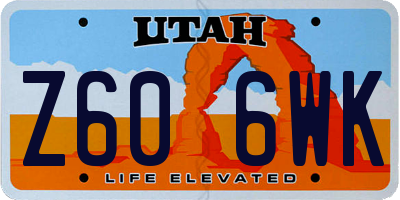 UT license plate Z606WK