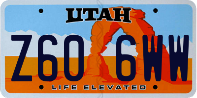 UT license plate Z606WW