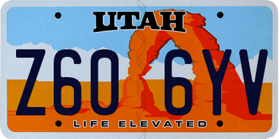 UT license plate Z606YV