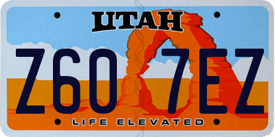 UT license plate Z607EZ