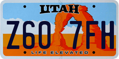 UT license plate Z607FH