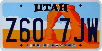 UT license plate Z607JW