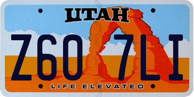 UT license plate Z607LI