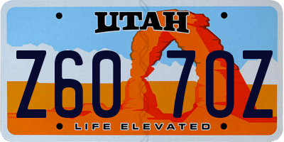 UT license plate Z607OZ