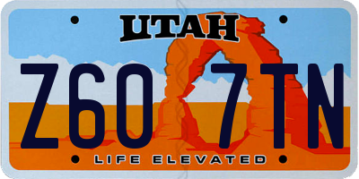 UT license plate Z607TN