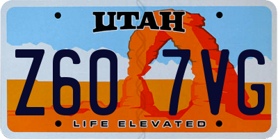 UT license plate Z607VG