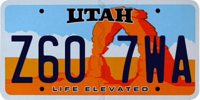 UT license plate Z607WA