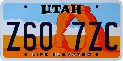 UT license plate Z607ZC
