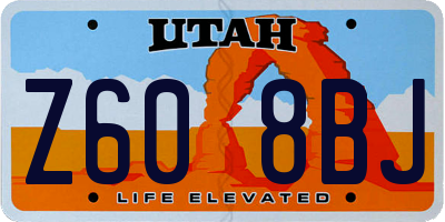 UT license plate Z608BJ