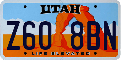 UT license plate Z608BN