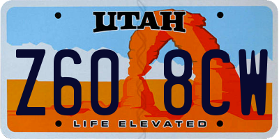 UT license plate Z608CW