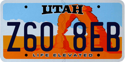 UT license plate Z608EB