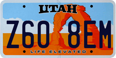 UT license plate Z608EM