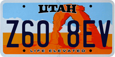 UT license plate Z608EV