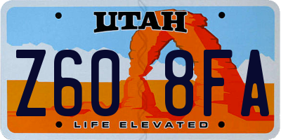 UT license plate Z608FA