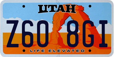 UT license plate Z608GI