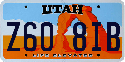 UT license plate Z608IB
