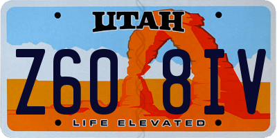 UT license plate Z608IV