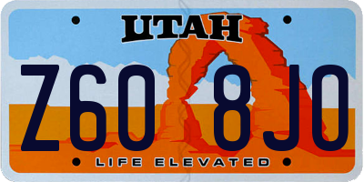 UT license plate Z608JO