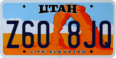 UT license plate Z608JQ