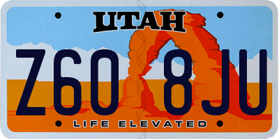 UT license plate Z608JU