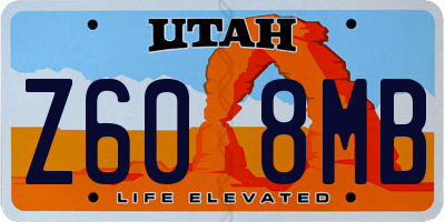 UT license plate Z608MB