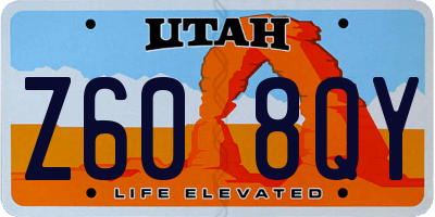 UT license plate Z608QY