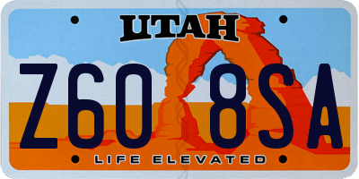 UT license plate Z608SA