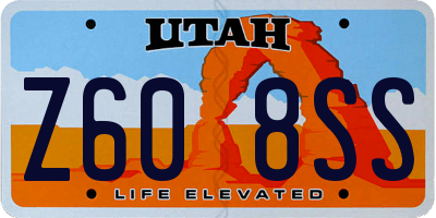 UT license plate Z608SS