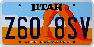 UT license plate Z608SV