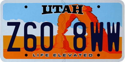 UT license plate Z608WW