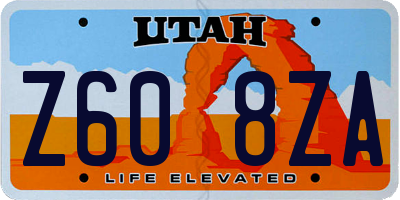 UT license plate Z608ZA