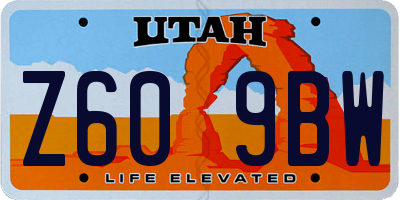 UT license plate Z609BW