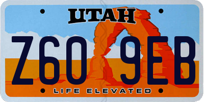 UT license plate Z609EB