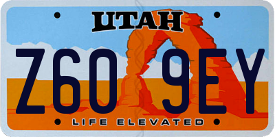 UT license plate Z609EY