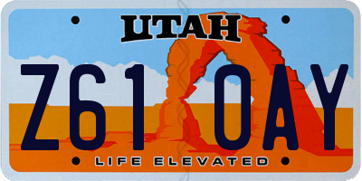 UT license plate Z610AY