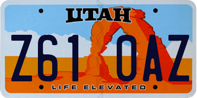 UT license plate Z610AZ