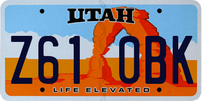 UT license plate Z610BK