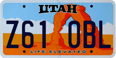 UT license plate Z610BL