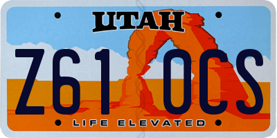 UT license plate Z610CS