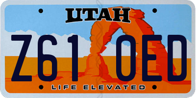 UT license plate Z610ED