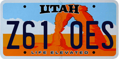 UT license plate Z610ES