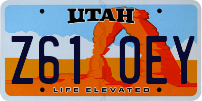UT license plate Z610EY