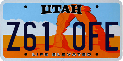 UT license plate Z610FE