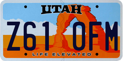 UT license plate Z610FM