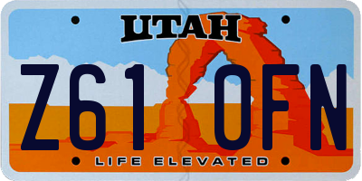 UT license plate Z610FN