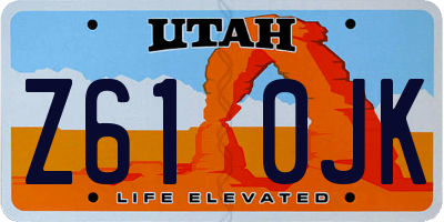 UT license plate Z610JK