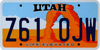 UT license plate Z610JW