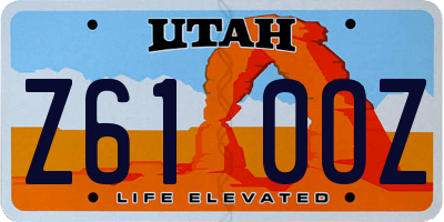 UT license plate Z610OZ